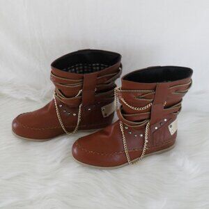 Women's Vegan Leather Tan Winter Boots  US Size 6.5